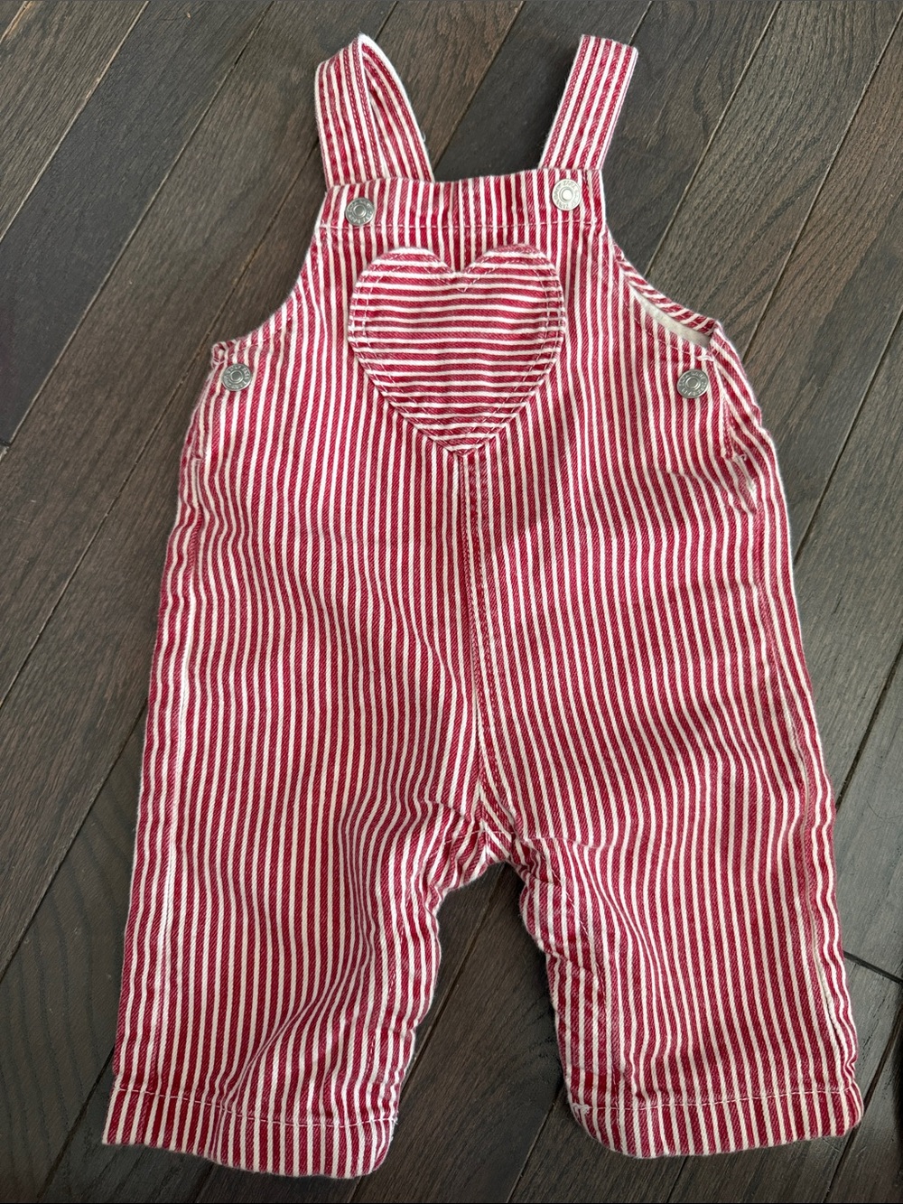 Zara Red and White Stripe Heart Overalls